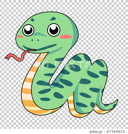 緑のヘビのキャラクターのイラスト素材