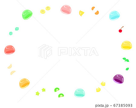 カラフルなゼリーのフレームのイラスト素材