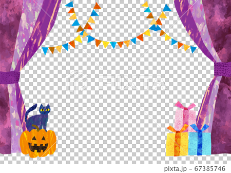Vector Halloween illustration frame of purple curtain Vector Halloween illustration frame of purple curtain 67385746
