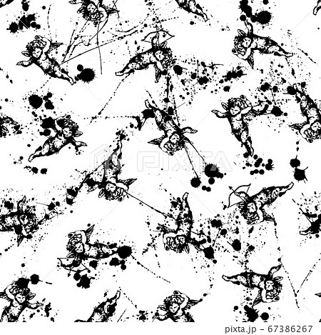 可愛いエンゼルのシームレス柄 のイラスト素材