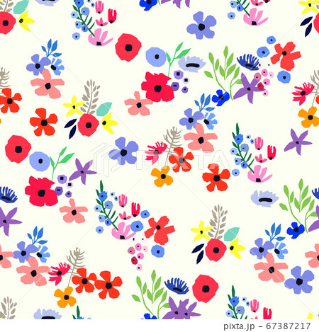 Seamless pattern. Vector floral design with wildflowers. Romantic background 67387217