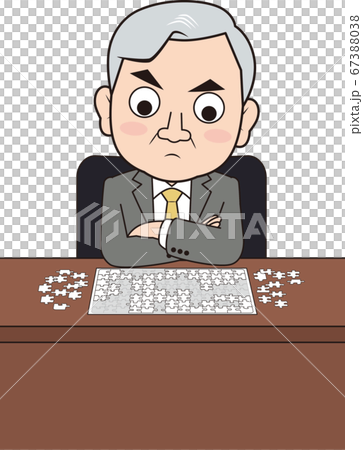 パズルで悩む男性社長 67388038
