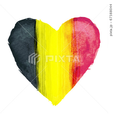 ハートマークをモチーフにしたベルギーの国旗のイラスト素材