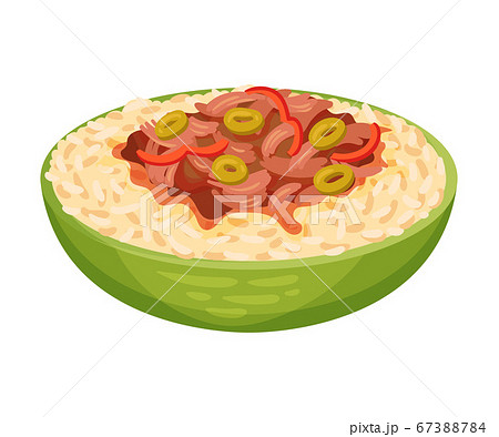 Stewed Beef and Rice as Cuban Dish Vector Illustration Stewed Beef and Rice as Cuban Dish Vector Illustration 67388784