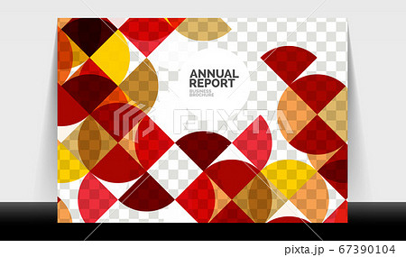 Horizontal A4 business flyer annual report template, circles and triangle style shapes modern geometric design for brochure layout, magazine or booklet Horizontal A4 business flyer annual report template, circles and triangle style shapes modern geometric design for brochure layout, magazine or booklet 67390104