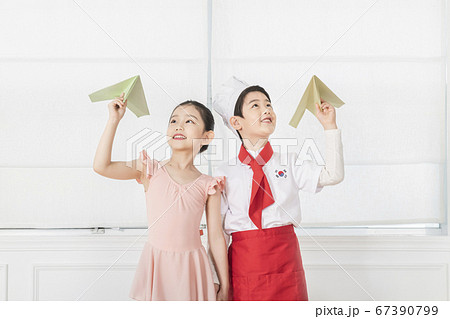 Happy children concept, a portrait of asian children smiling 396 67390799