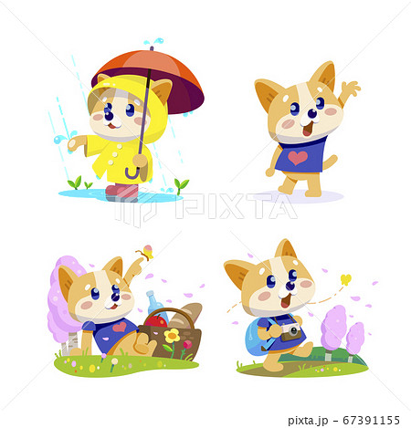Cute little dogs showing various emotions and actions illustration 001 67391155