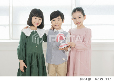 Happy children concept, a portrait of asian children smiling 151 67391447
