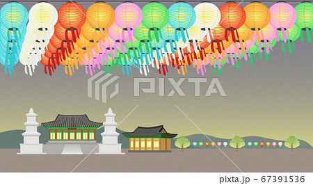 Buddhist event concept, a lighting ceremony to celebrate Buddha's birthday illustration 007 Buddhist event concept, a lighting ceremony to celebrate Buddha's birthday illustration 007 67391536