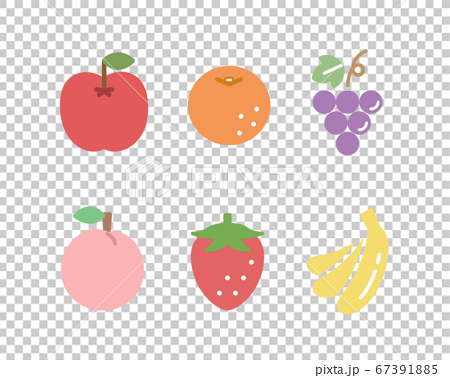 フルーツのシンプルなアイコンのセット 果物 フラット かわいいのイラスト素材 67391885 Pixta