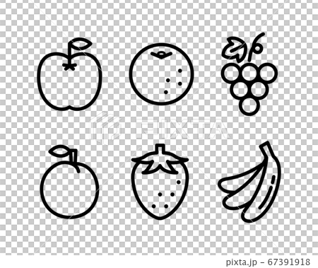フルーツのシンプルなアイコンのセット 果物 フラット かわいいのイラスト素材