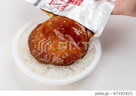 Instant food products concept- dry instant noodles, luncheon meat sliced, canned fish on white background 087 67392825