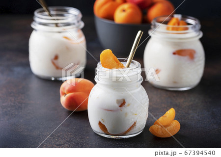Sweet healthy yogurt with apricots Sweet healthy yogurt with apricots 67394540