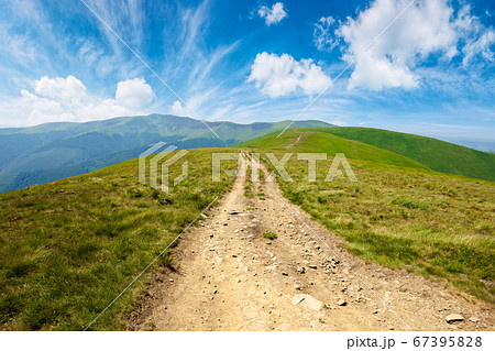 mountain road through grassy meadow. wonderful mountain road through grassy meadow. wonderful 67395828