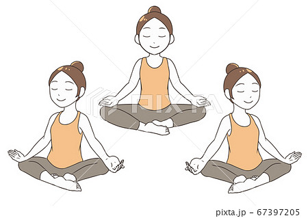 ヨガのポーズ　安楽座で瞑想 67397205