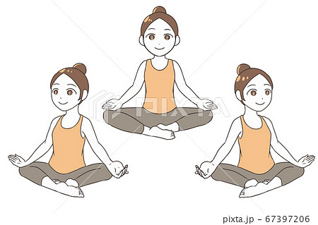 ヨガのポーズ　安楽座 67397206