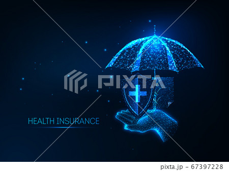 Futuristic health insurance concept on dark blue background. Futuristic health insurance concept on dark blue background. 67397228