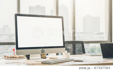 Empty computer monitor screen for design mock up template 67397564