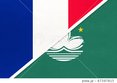 France and Macau or Macao, symbol of national flags 67397815