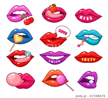 Lips Patches Fashionable Cartoon Girl Lip のイラスト素材