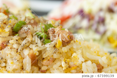 Thai Sour Pork Fried Rice and Salad on Left Frame 67399139