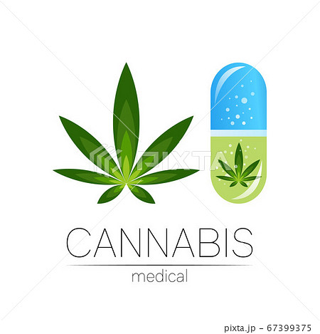 Cannabis In The Tablet Pill Capsule Vector のイラスト素材