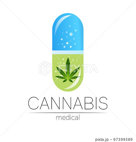 Cannabis In The Tablet Pill Capsule Vector のイラスト素材