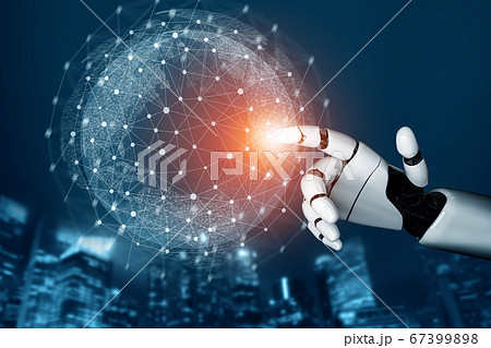 Futuristic robot artificial intelligence concept. Futuristic robot artificial intelligence concept. 67399898