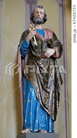 Saint Peter, old art sculpture in Croatian church 67400755
