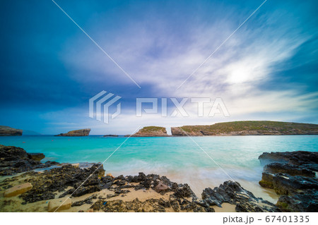 Pure crystal turquoise water of Blue Lagoon in 67401335