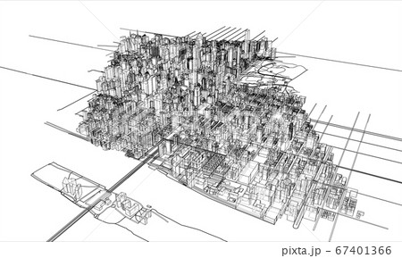Outline city concept. Wire-frame style Outline city concept. Wire-frame style 67401366