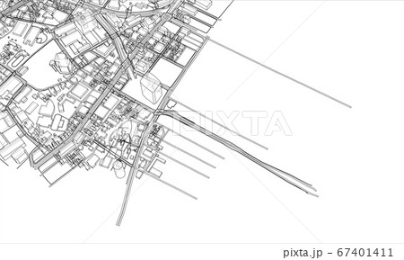 Outline city concept. Wire-frame style 67401411
