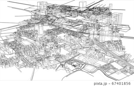 Outline city concept. Wire-frame style Outline city concept. Wire-frame style 67401856