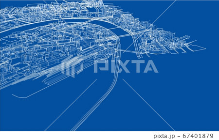 Outline city concept. Wire-frame style 67401879