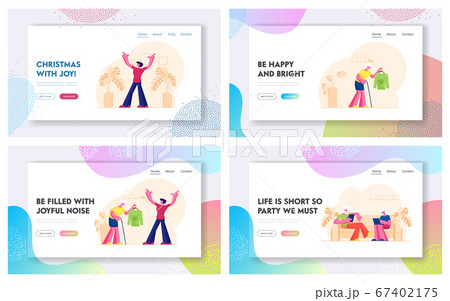 Senior People Lifestyle Website Landing Page Set. Old Couple Using Smart Gadgets. Grandmother Presenting Sweater to Grandson for Christmas Holidays Web Page Banner. Cartoon Flat Vector Illustration Senior People Lifestyle Website Landing Page Set. Old Couple Using Smart Gadgets. Grandmother Presenting Sweater to Grandson for Christmas Holidays Web Page Banner. Cartoon Flat Vector Illustration 67402175