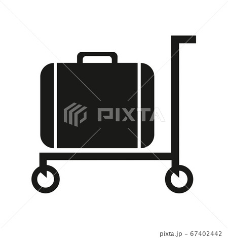 Luggage Trolley Solid Icon Baggage On A Tray のイラスト素材