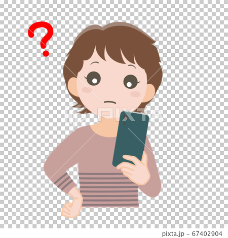 一個看著智能手機在想的女人 一個看著智能手機在想的女人 67402904