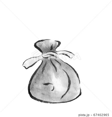 おでんの巾着 墨の手描きイラスト のイラスト素材