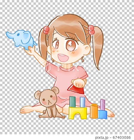 女孩在玩玩具 67403086