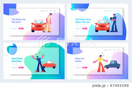 Car Accident on Road Website Landing Page Set, Couple of Drivers Characters Arguing on Roadside at Crashed Automobiles Car Accident on Road Website Landing Page Set, Couple of Drivers Characters Arguing on Roadside at Crashed Automobiles 67403399