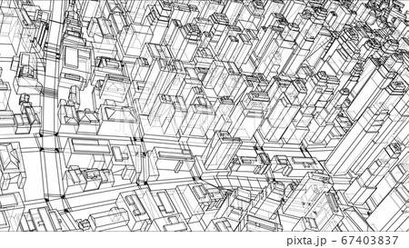Wire-frame Twisted City, Blueprint Style Wire-frame Twisted City, Blueprint Style 67403837