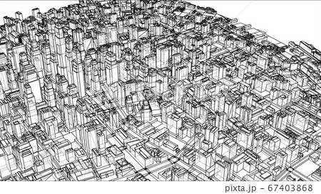 Wire-frame Twisted City, Blueprint Style Wire-frame Twisted City, Blueprint Style 67403868