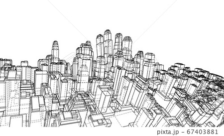 Wire-frame Twisted City, Blueprint Style Wire-frame Twisted City, Blueprint Style 67403881