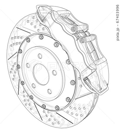 Brake disc outline. 3D illustration Brake disc outline. 3D illustration 67403996