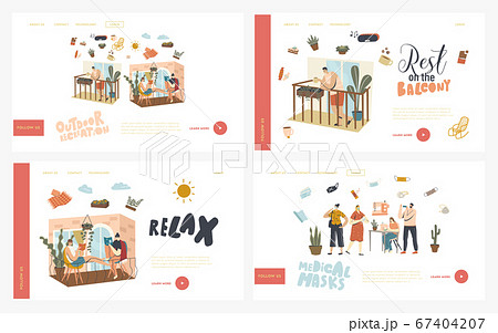 People Relax on Balconies and Wearing Medical Masks Landing Page Template Set. Characters Stay Home People Relax on Balconies and Wearing Medical Masks Landing Page Template Set. Characters Stay Home 67404207