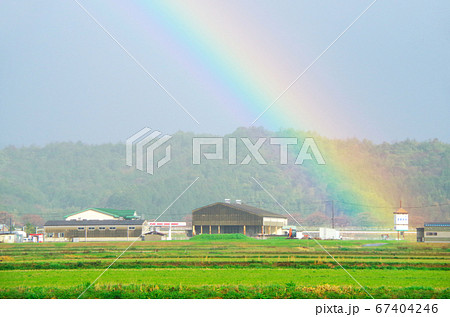 虹のかかった雨上がりの田園風景 … 島根県 安来市(雨のち晴れ) 虹のかかった雨上がりの田園風景 … 島根県 安来市(雨のち晴れ) 67404246