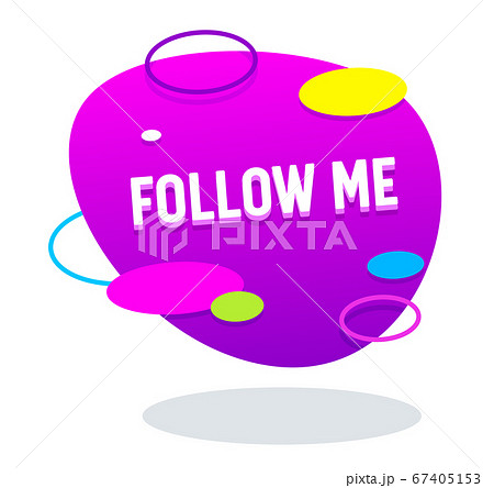 Follow Me Oval Shaped Banner in Memphis Style with Typography and Design Elements. Counter Notification for Social Media Follow Me Oval Shaped Banner in Memphis Style with Typography and Design Elements. Counter Notification for Social Media 67405153