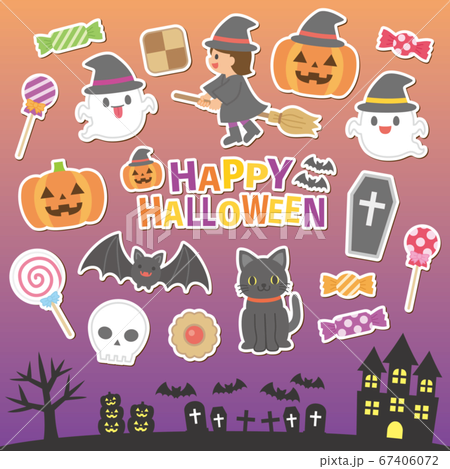 ハロウィンのイラスト 素材 アイコンのセットのイラスト素材