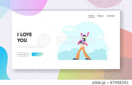 Happy Family Website Weekend Landing Page. Little Boy Sitting on Dad Shoulders Having Fun Outdoors. Summertime Vacation Father Walk with Child in Park Web Page Banner. Cartoon Flat Vector Illustration Happy Family Website Weekend Landing Page. Little Boy Sitting on Dad Shoulders Having Fun Outdoors. Summertime Vacation Father Walk with Child in Park Web Page Banner. Cartoon Flat Vector Illustration 67406261