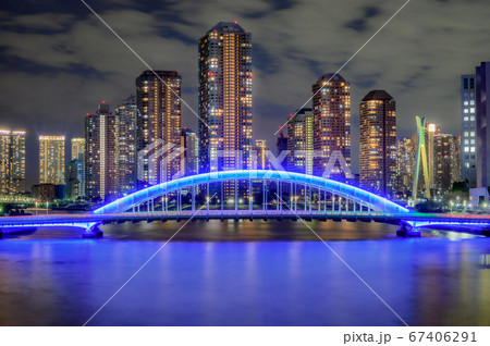 隅田川大橋から見た永代橋の夜景 67406291